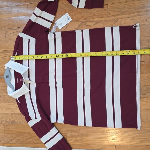 SONOMA BRAND BOYS BURGUNDY AND IVORY STRIPED RUGBY POLO SHIRT SIZE XL - Picture 10 of 13